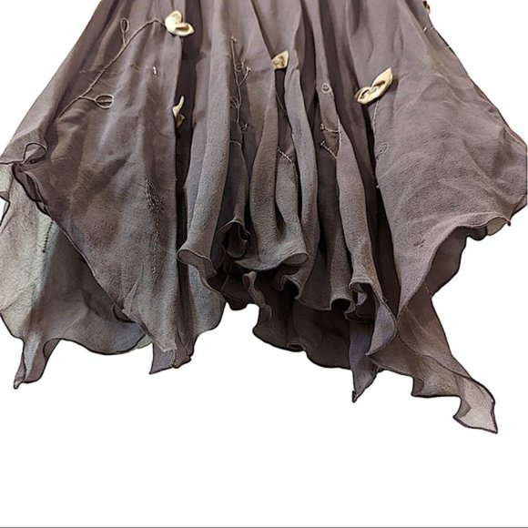 Lapis Mocha Silk Asymmetrical Hem Skirt Size Large - Picture 4 of 7